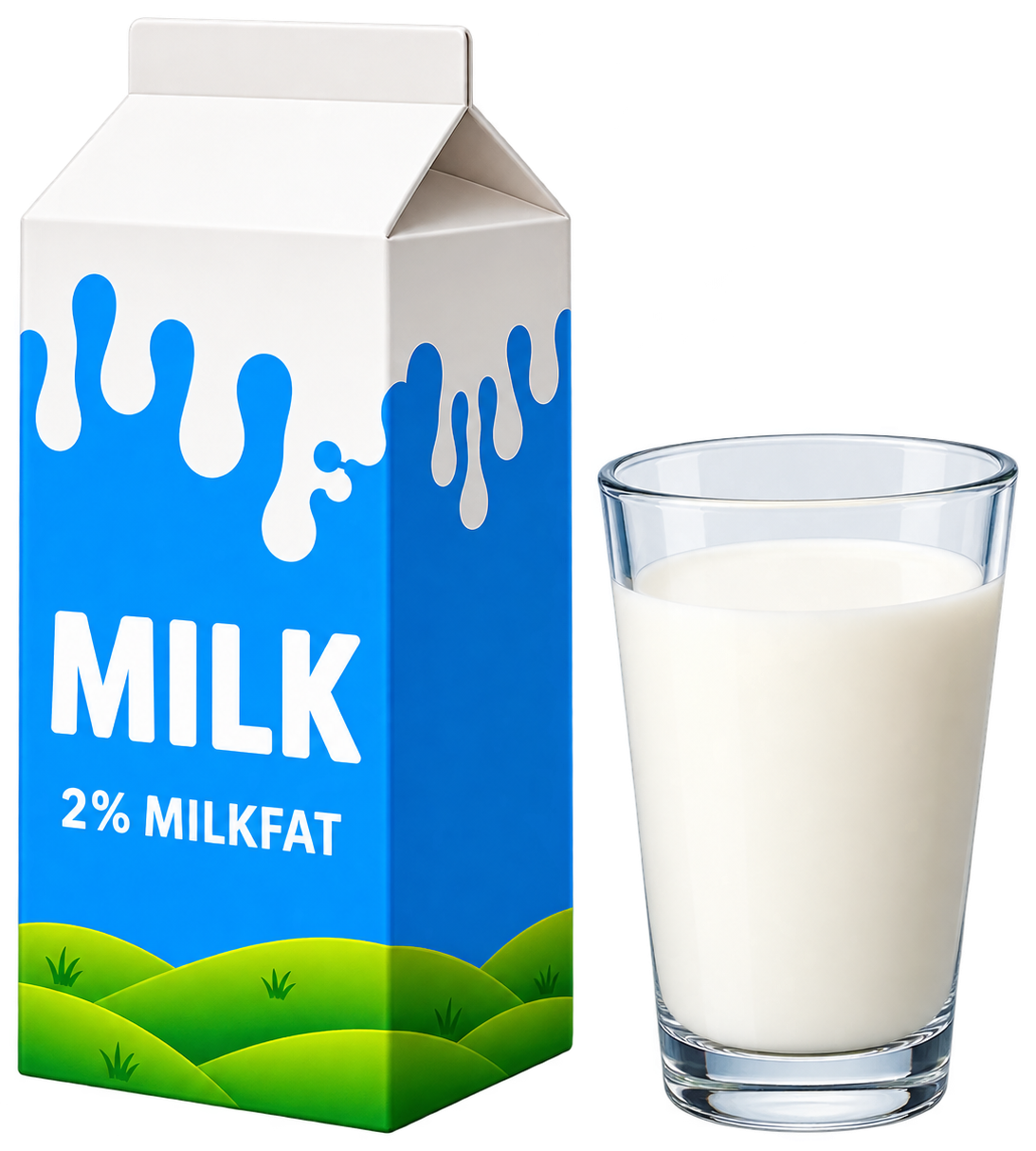 Milk carton and glass